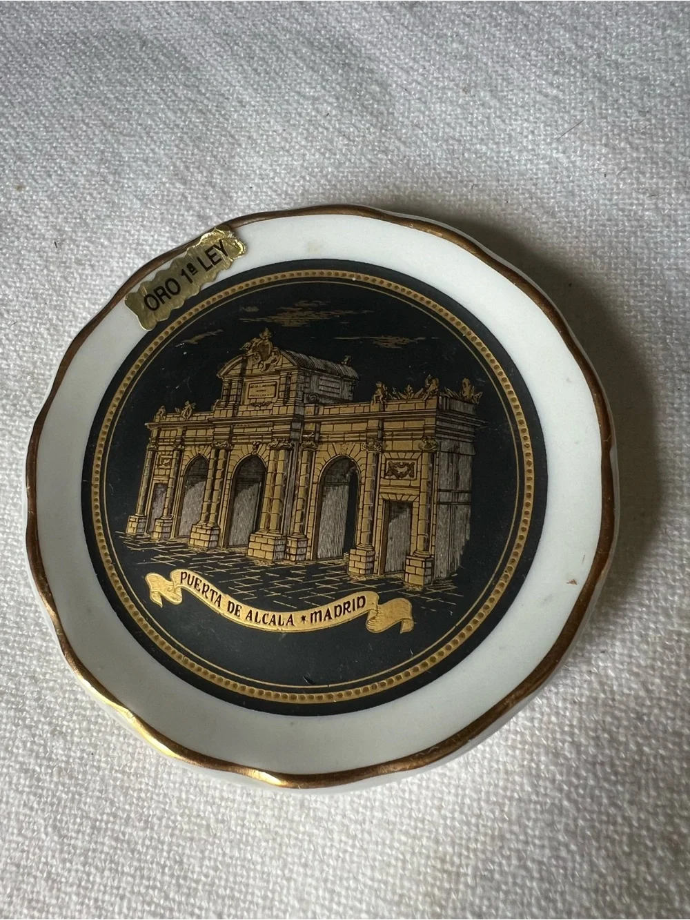 Puerta de Alcalá Madrid Decorative Trinket Dish with Gold Accent